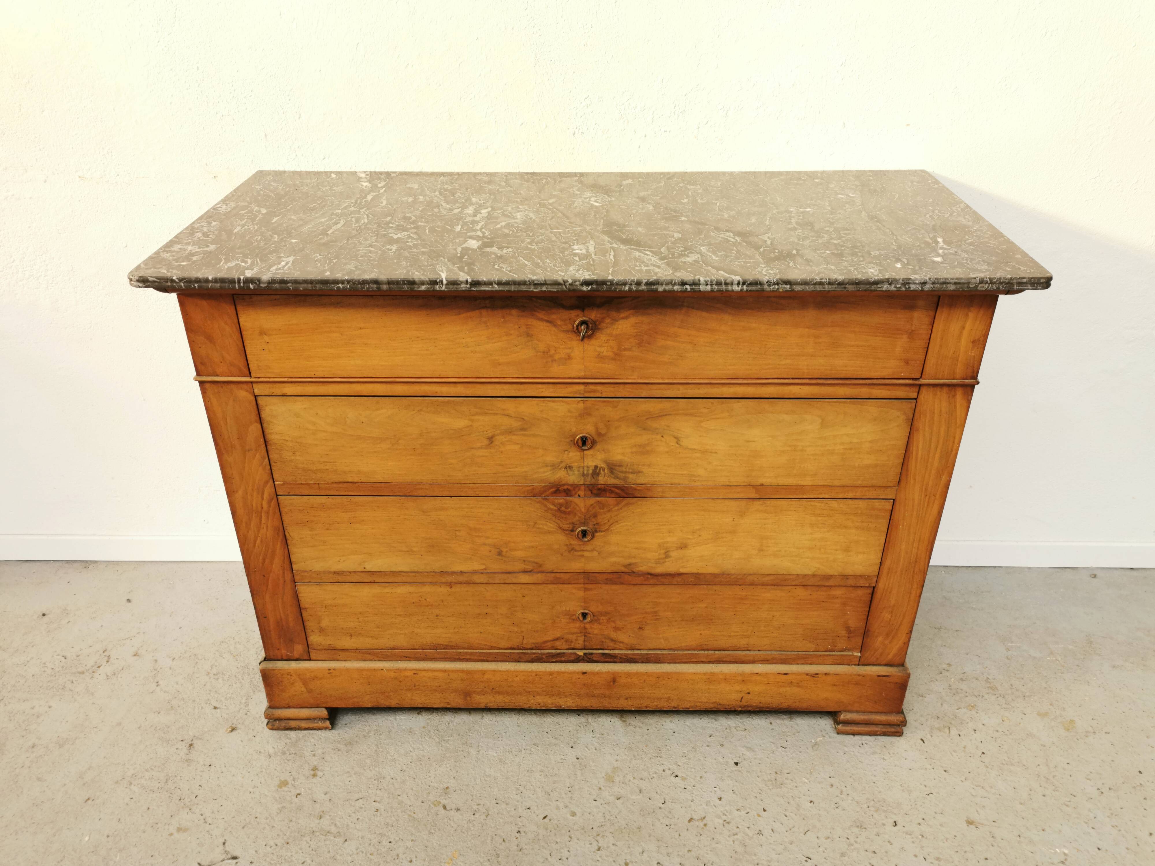 Louis Philippe walnut and marble dresser
