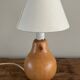 vintage wooden lamp small model with fabric shade 80's design