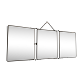 Vintage mirror 1930 triptych barber lime, 30 x 78 cm