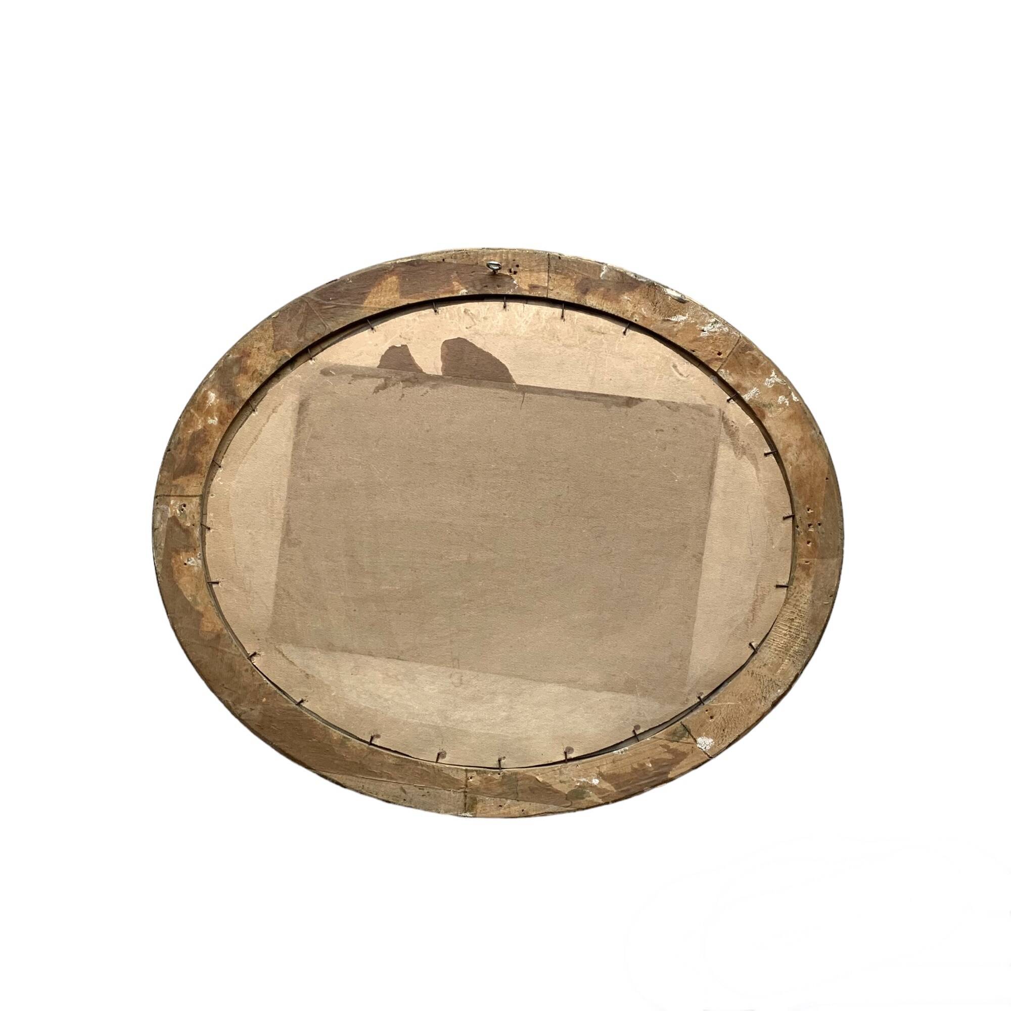 Art Deco oval frame in gilded stucco and wood