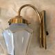 Pair of 1960 brass wall lamps and gilded frosted glass