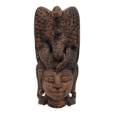 Sculptural Mask Wood - Face & Royal Cobra (Naga) - Tribal Art Indonesia