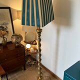 Vintage floor lamp, maximalist style, striped lampshade