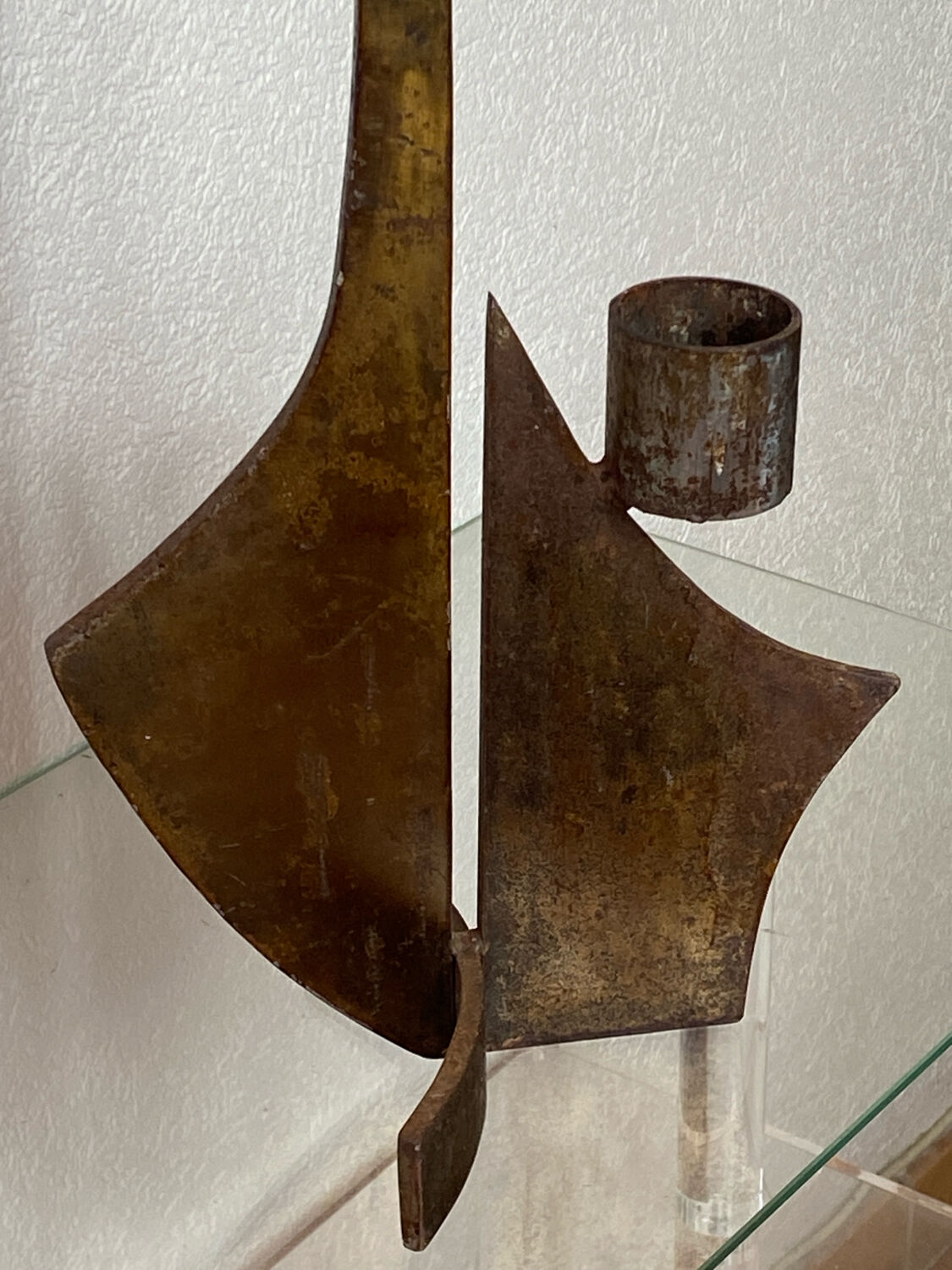 Large brutalist wrought iron chandelier, 1970s