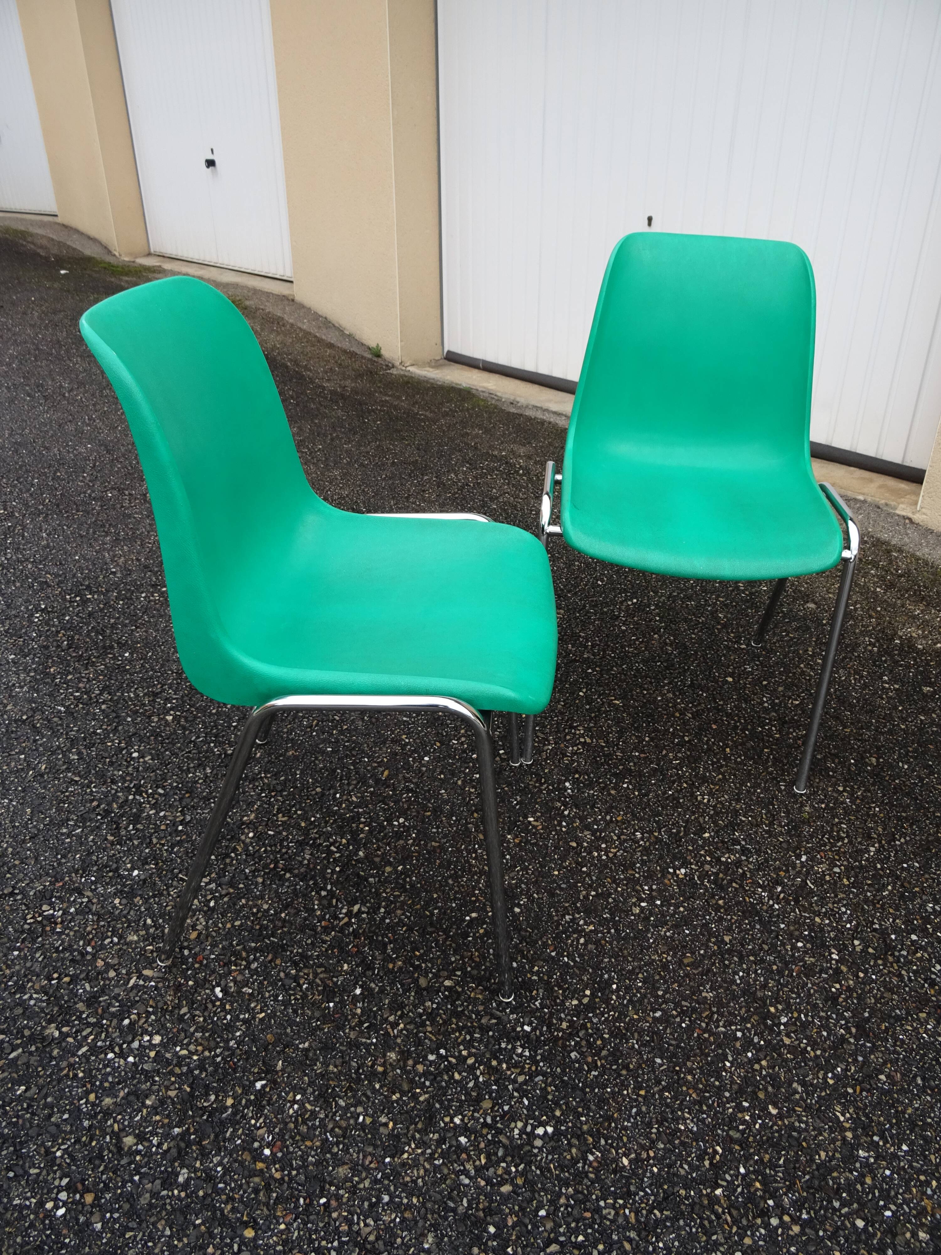 Série de 4 chaises vintage signées design italien années 70