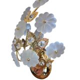 Pair of Banci Florence gold metal and crystal flower wall sconces