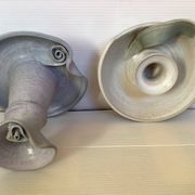 Pair of signed ceramic candlesticks