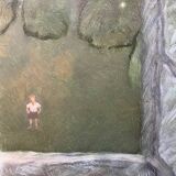 Painting of a child in a 20th century garden