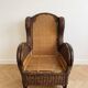 Vintage retro armchair in rattan and wicker