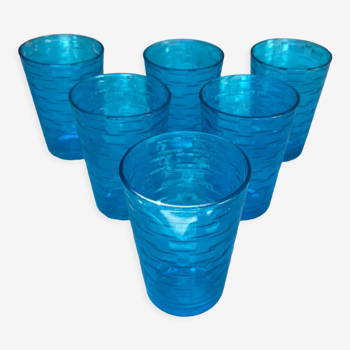 Series of 6 blue glasses