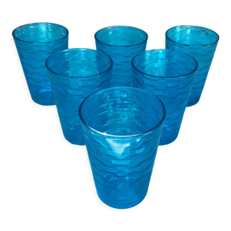 Serie de 6 verres bleus