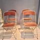 Set of four folding metal and velvet chairs