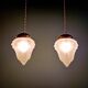 Art Deco pendant light in transparent satin glass, 1920s-30s