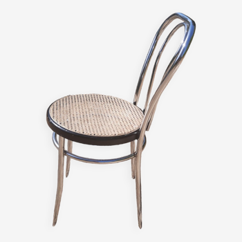 Chaise bistrot cannage et chrome