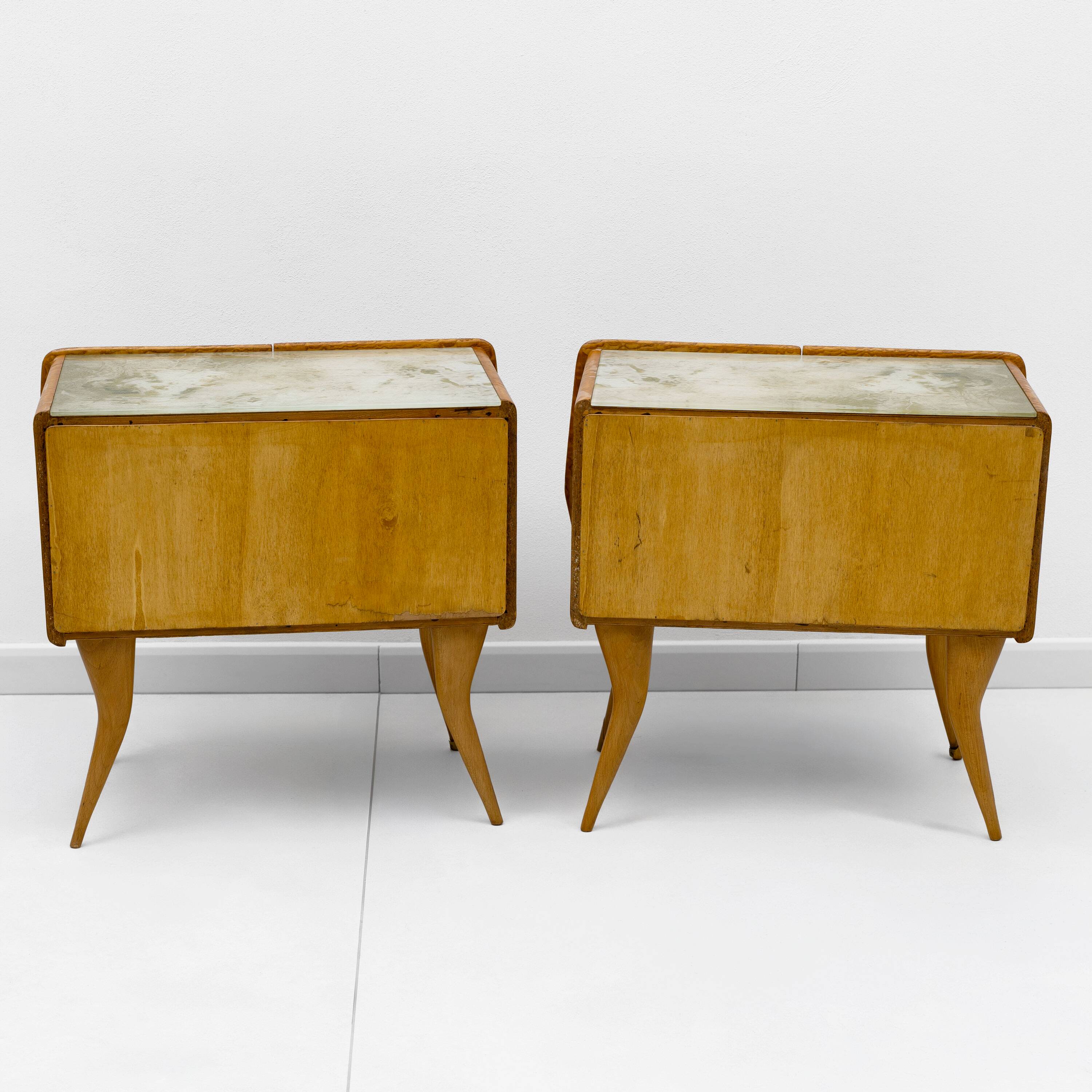 Pair of Mid-Century Style Beech and Chestnut Burl Bedside Tables, 1950s