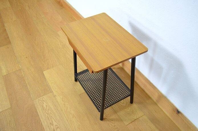 Nightstand Wood & Metal Modernist Vintage 1950s / 1960s