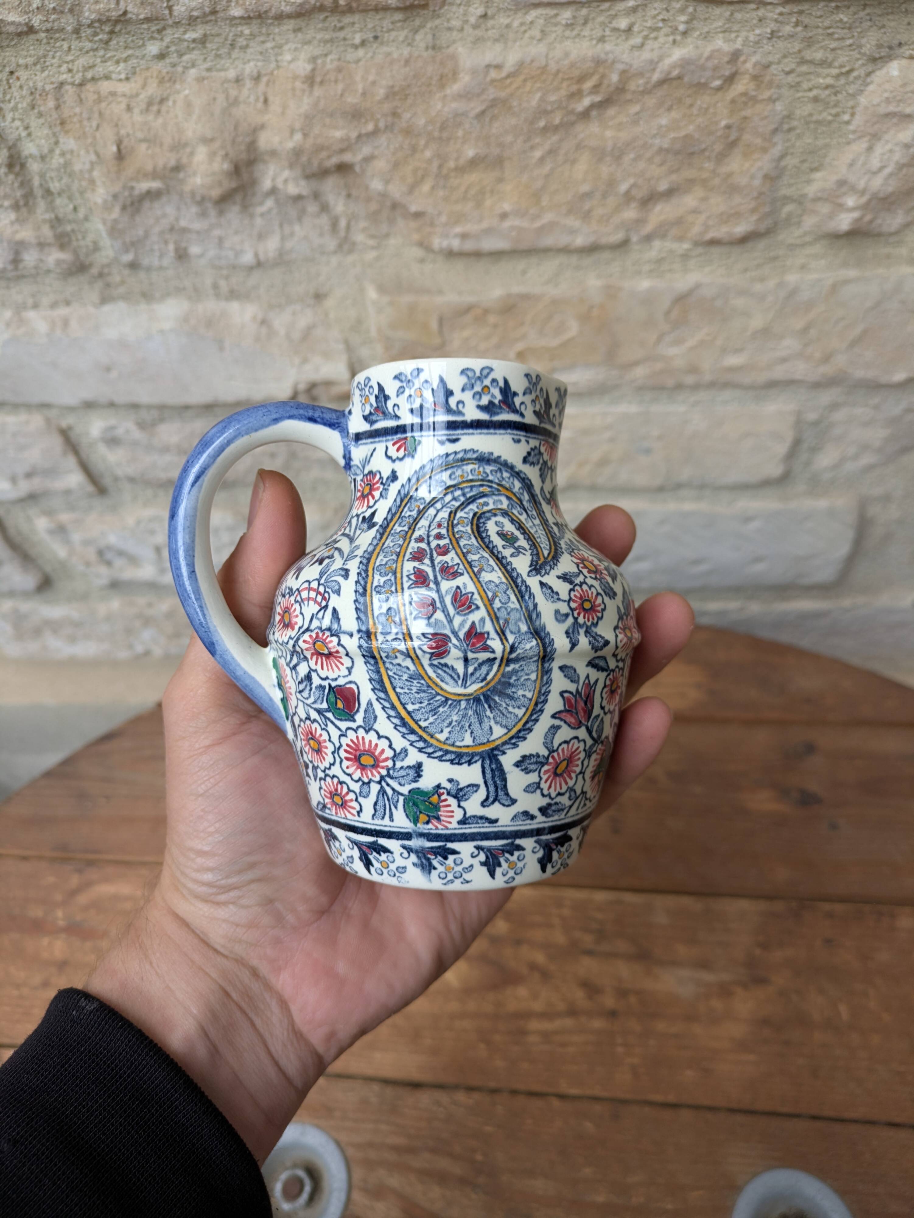 Small jug Gien model Cachemire H13cm