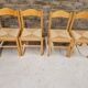 Set de 4 chaises en pin et jonc vintage