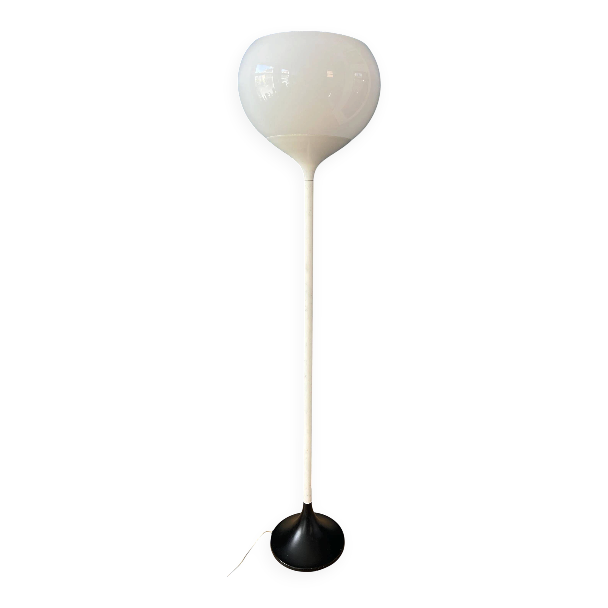 Vintage white floor lamp in Guzzini Space Age Mid-Century style