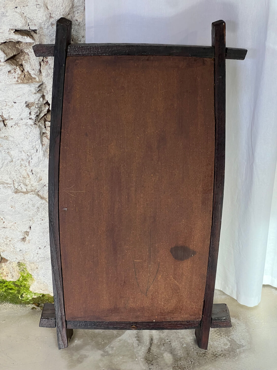 Miroir brutaliste rectangulaire bois foncé