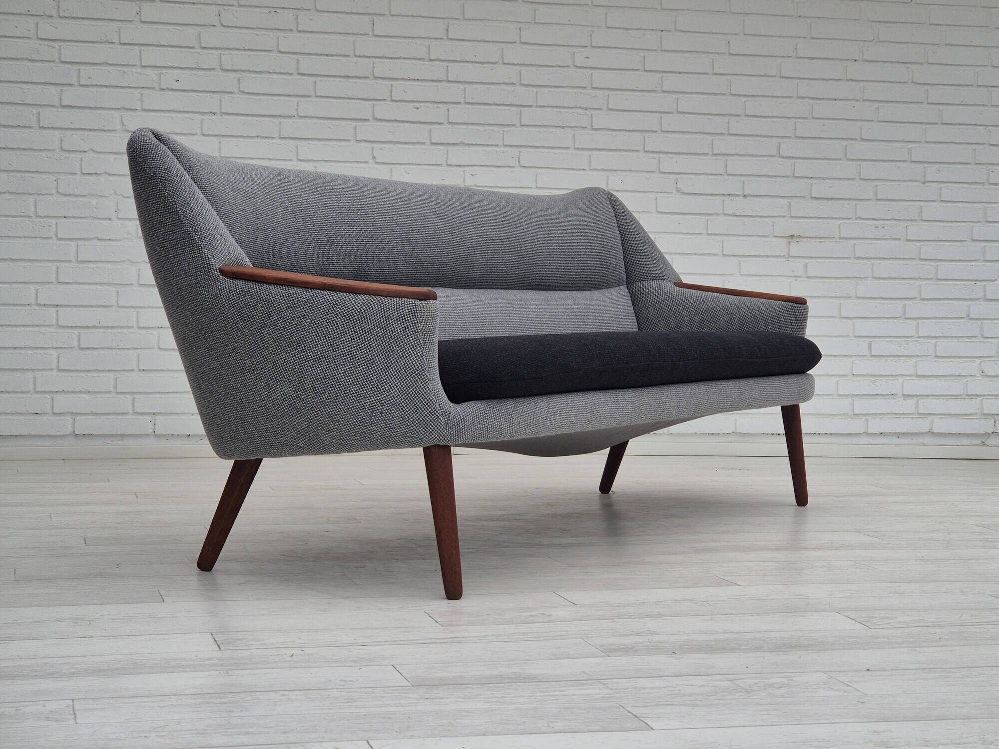 1960s, Danish sofa by Kurt Østervig model 58, completely reupholstered, furniture wool, teak wood.
