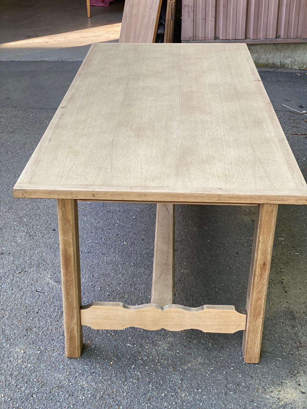 Renovated farmhouse dining table in raw wood 200cm 20th century