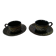 Black cups and saucers with relief decoration