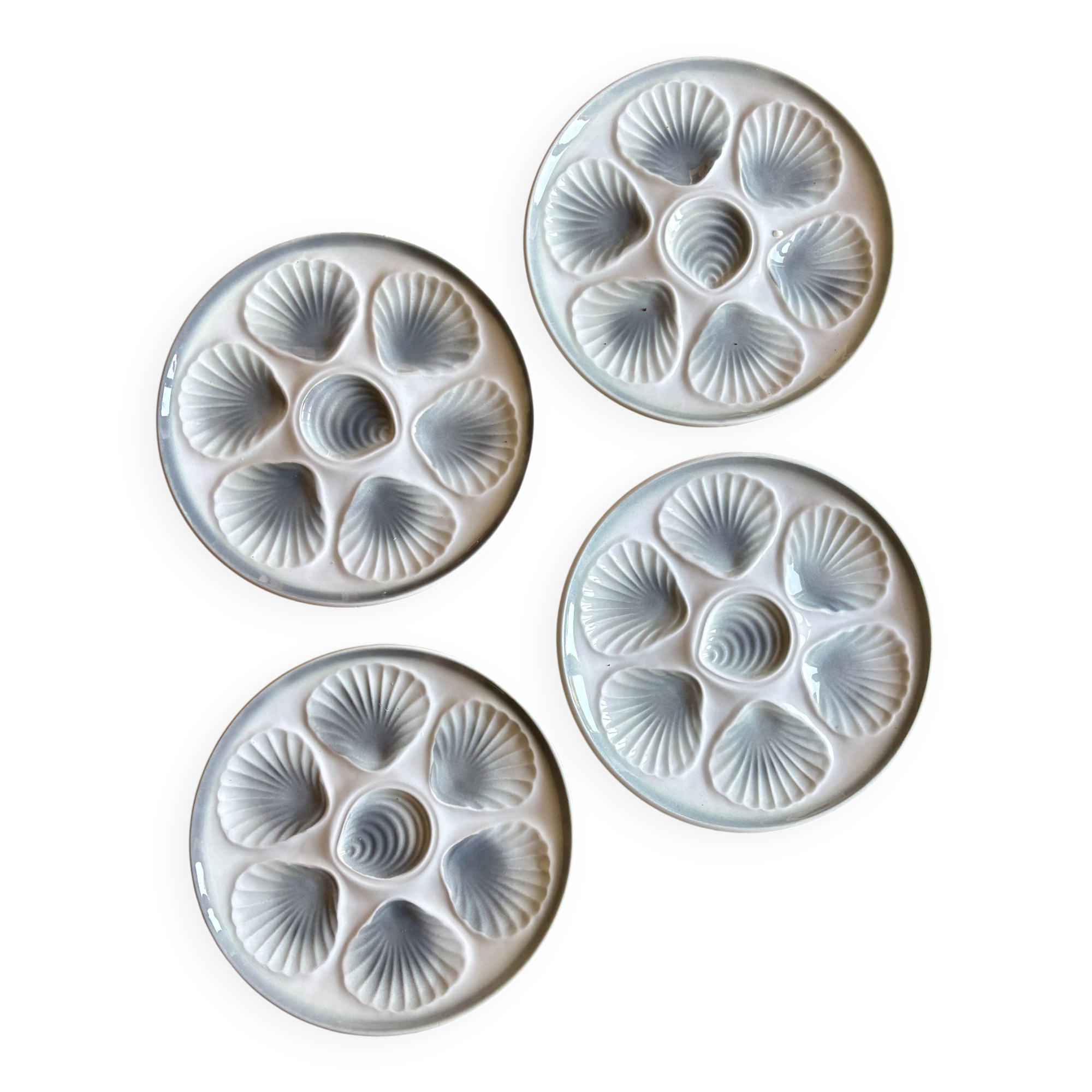 Set of 4 vintage oyster plates Moulin des Loups