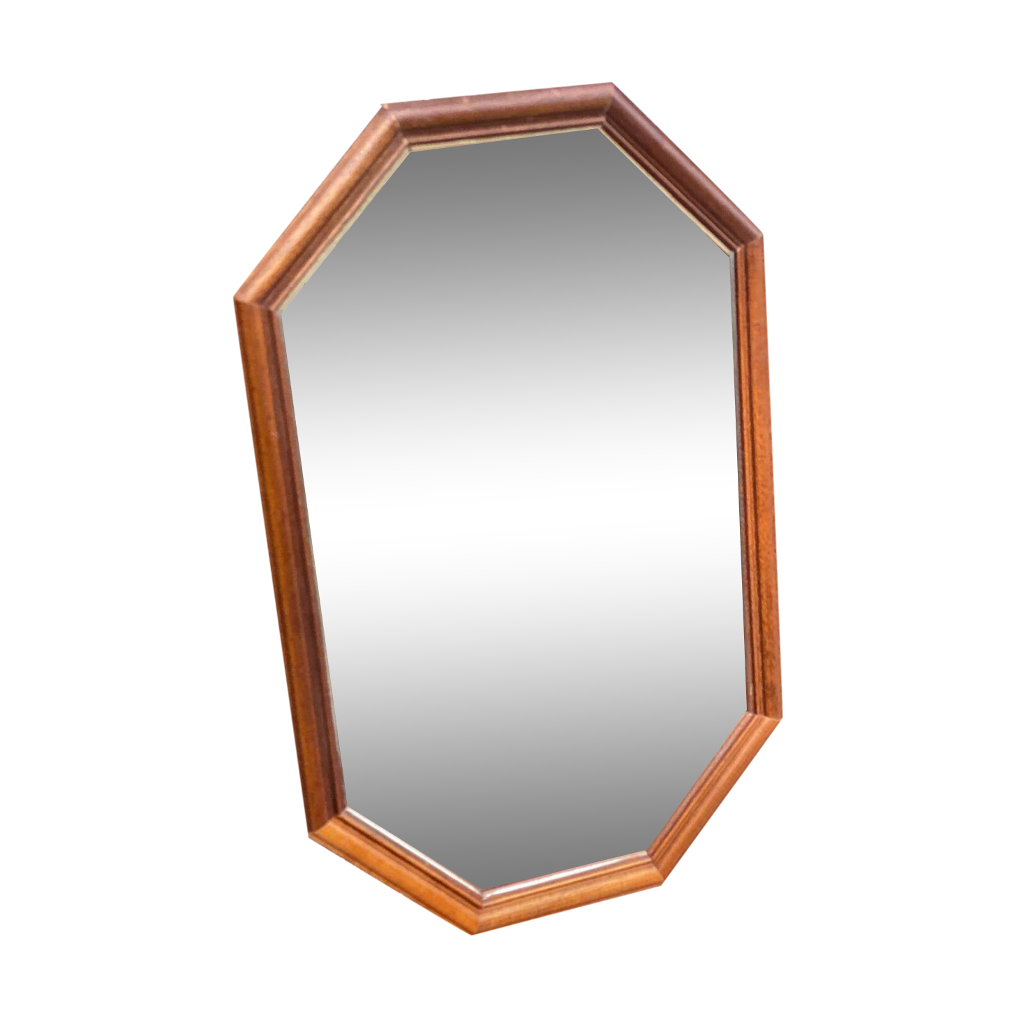 Vintage octagonal mirror in solid wood 55x36cm