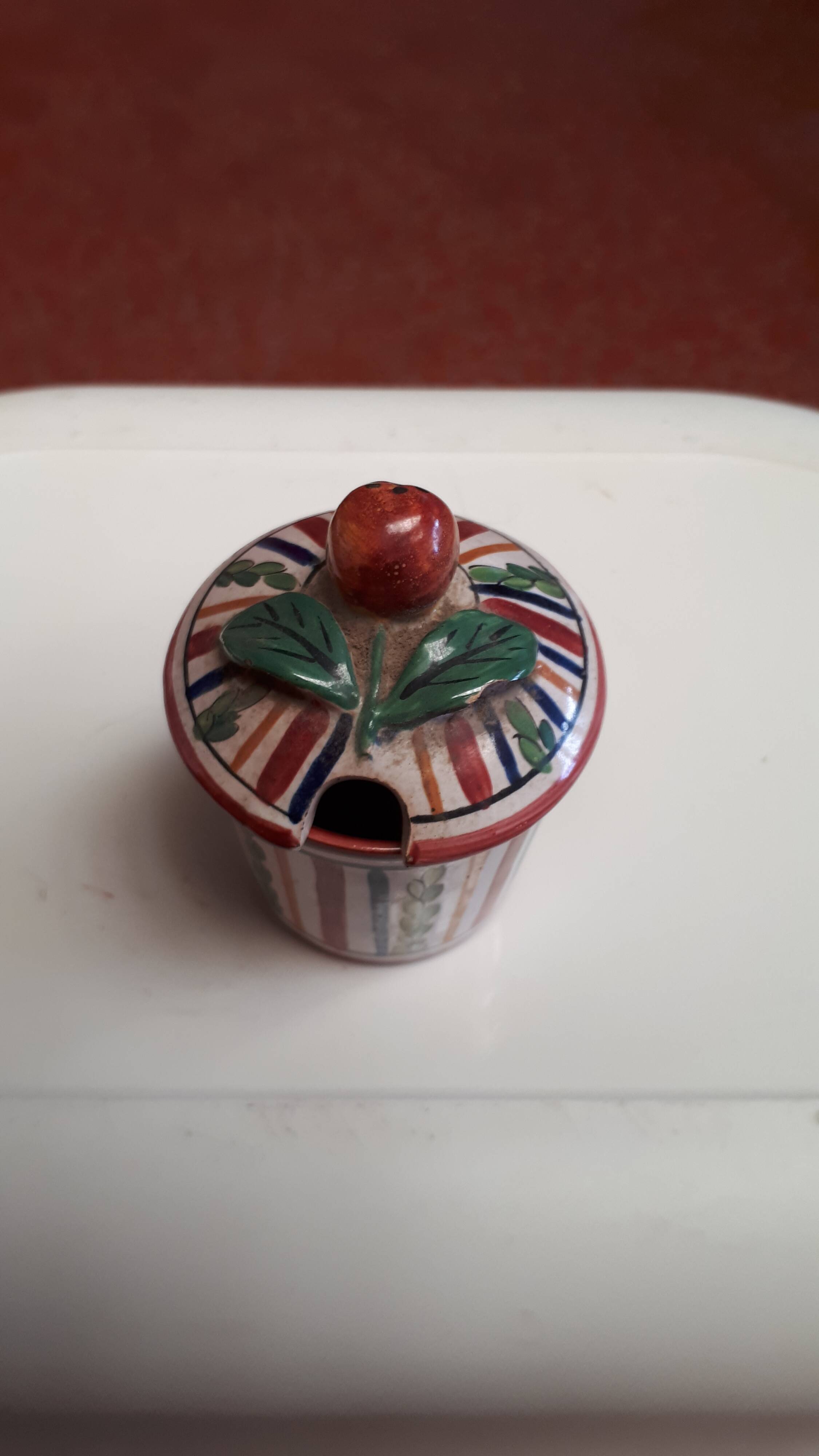 Small mustard pot signed AR-A in ceramic