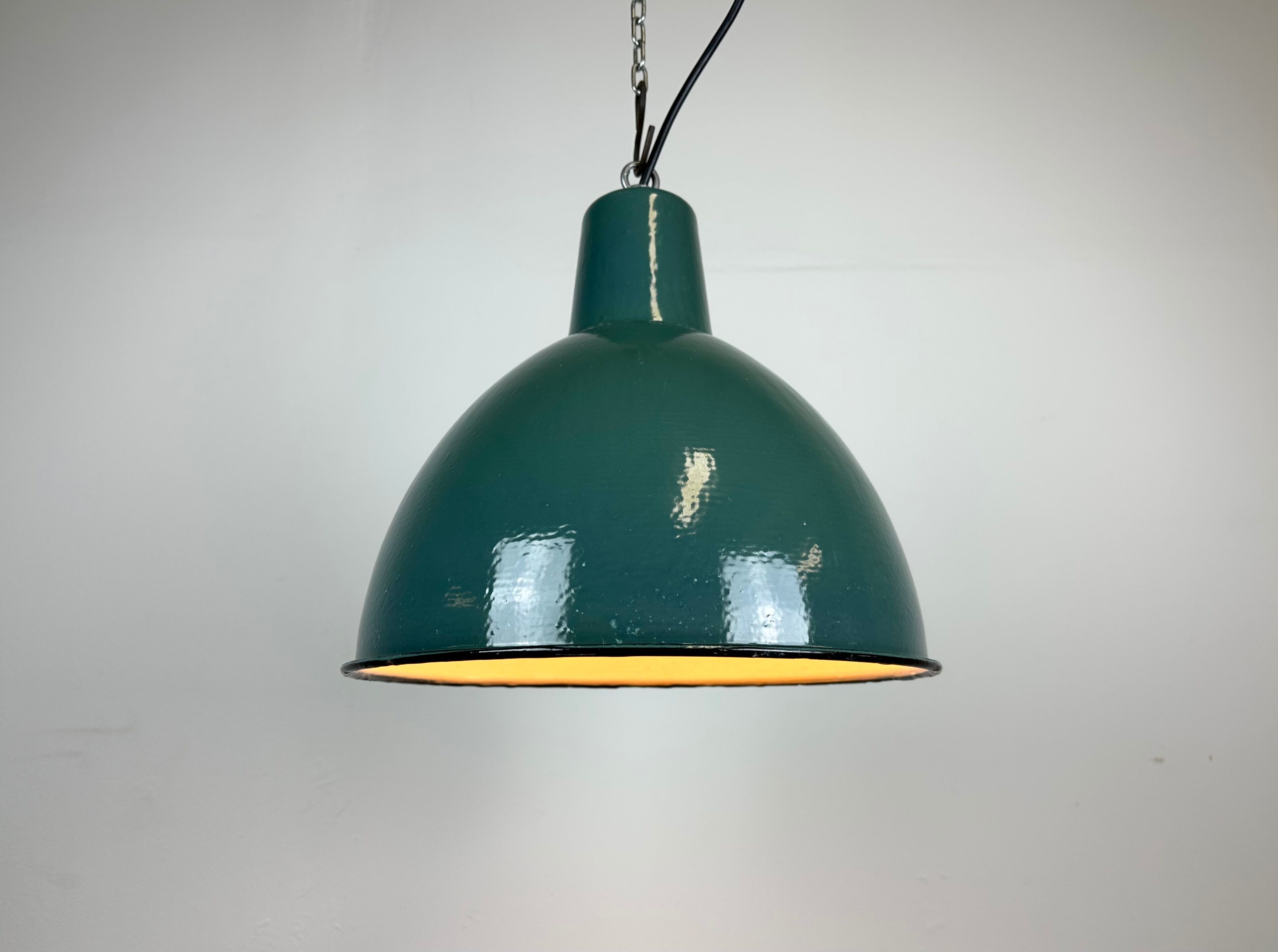 Industrial Green  Enamel Factory Lamp, 1960s