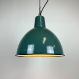 Lampe industrielle d’usine en émail vert années 1960