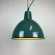 Lampe industrielle d’usine en émail vert années 1960