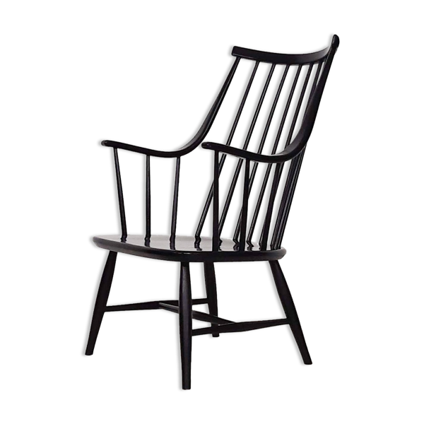 Black spindle back lounge chair Lena Larsson for Nesto , Sweden 1960's |  Selency