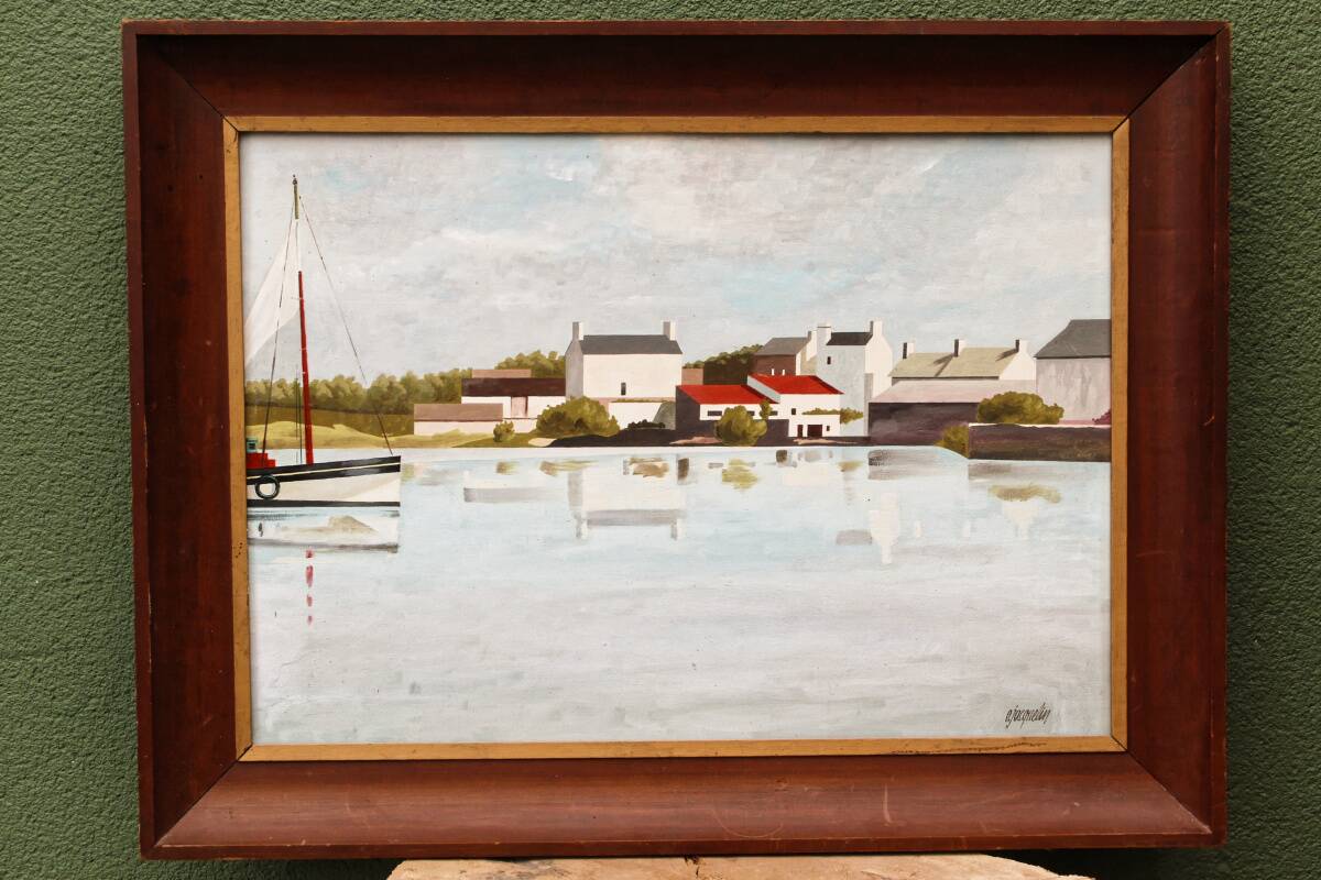 Oil on panel, fishing port, signed 0. Jacquelin