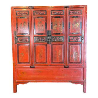 Chinese cabinet featuring polychrome living scenes