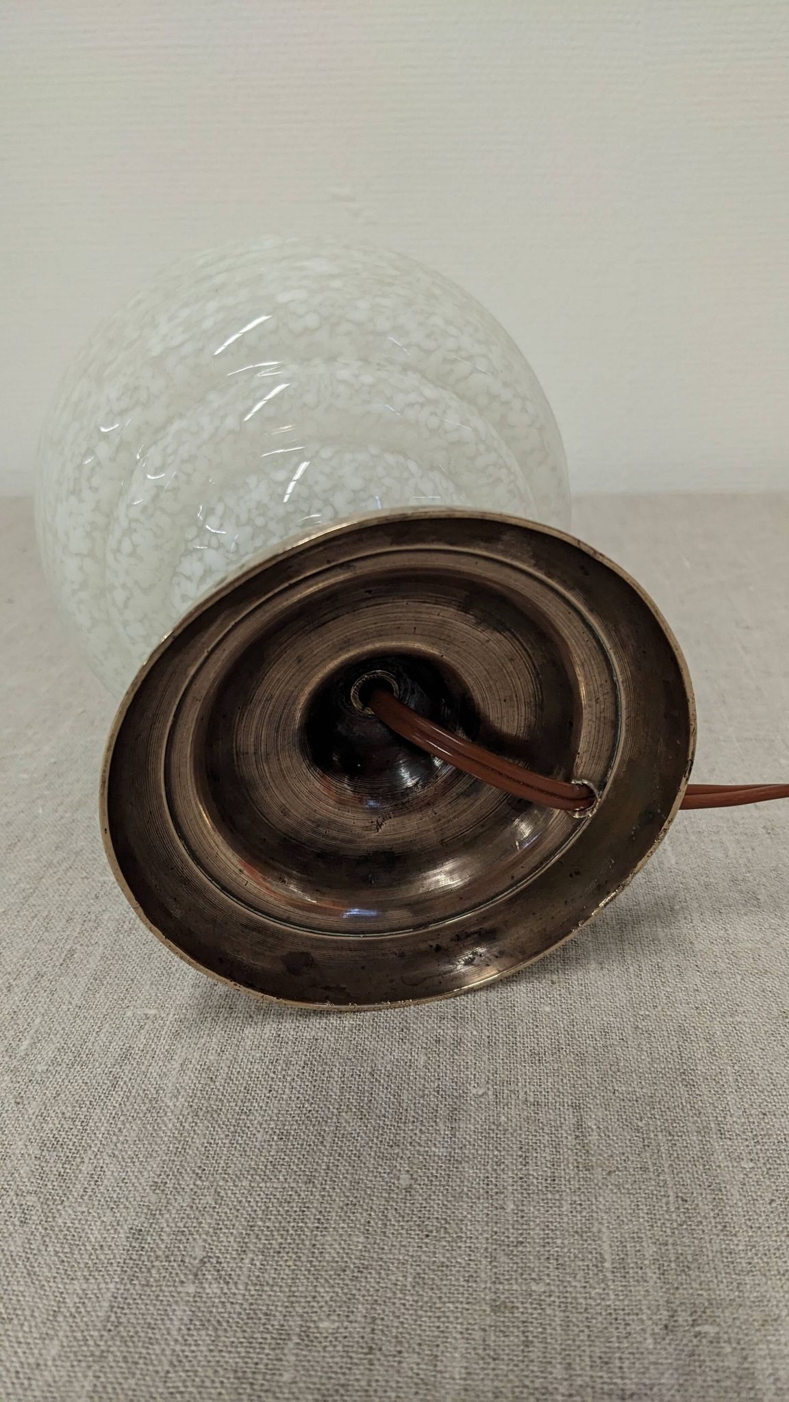Art Deco bedside or ambient lamp in glass from Clichy, France, circa 1920.