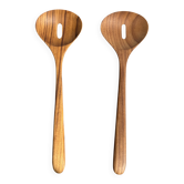 Salad server or large teak spoon in oval openwork shape L30 D9