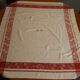 Damask cotton tablecloth - red bedding - Encrypted B.M - 50s