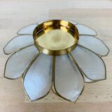 Candle holder flower lotus mother-of-pearl and brass