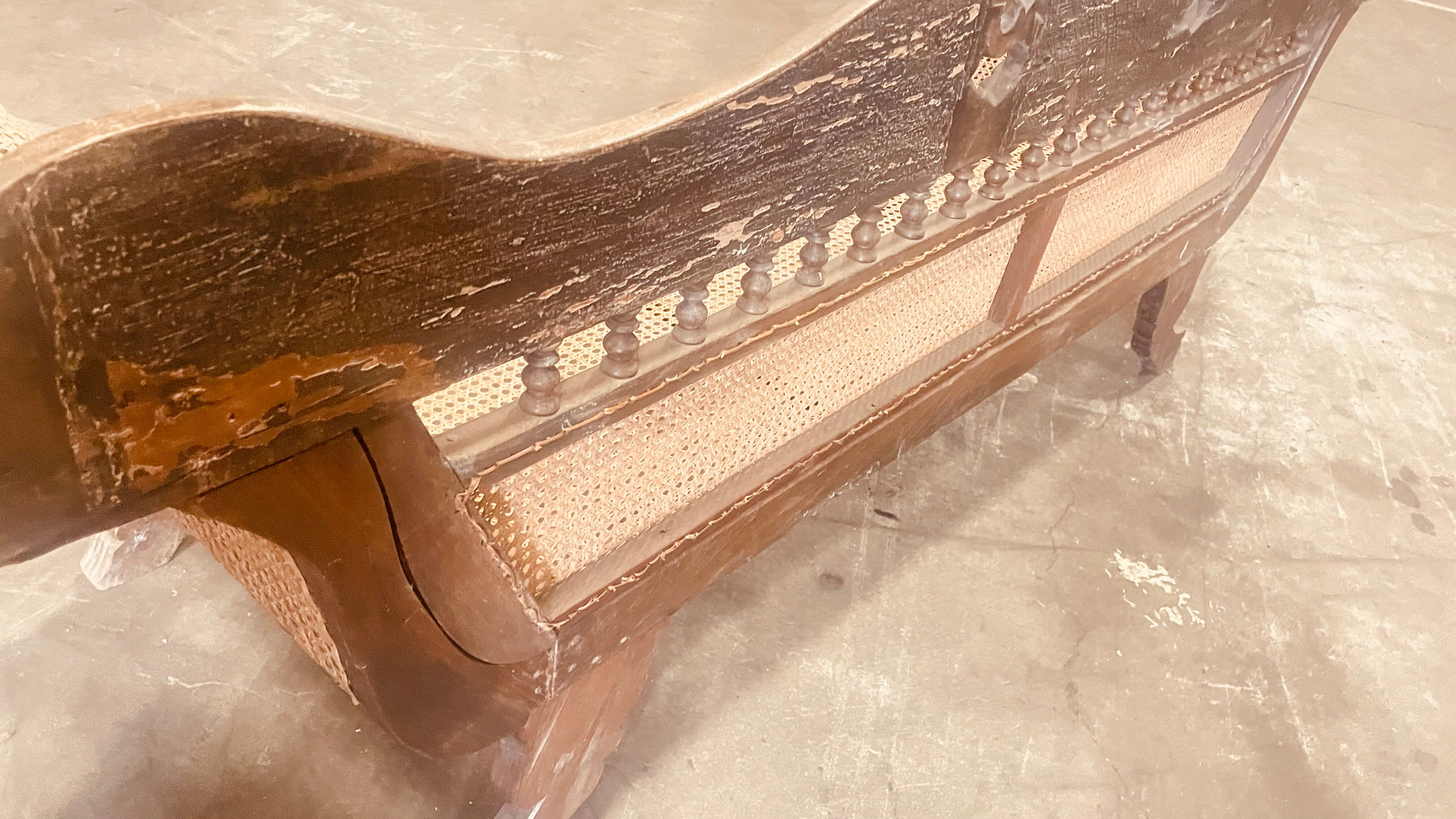 Antique rattan bench