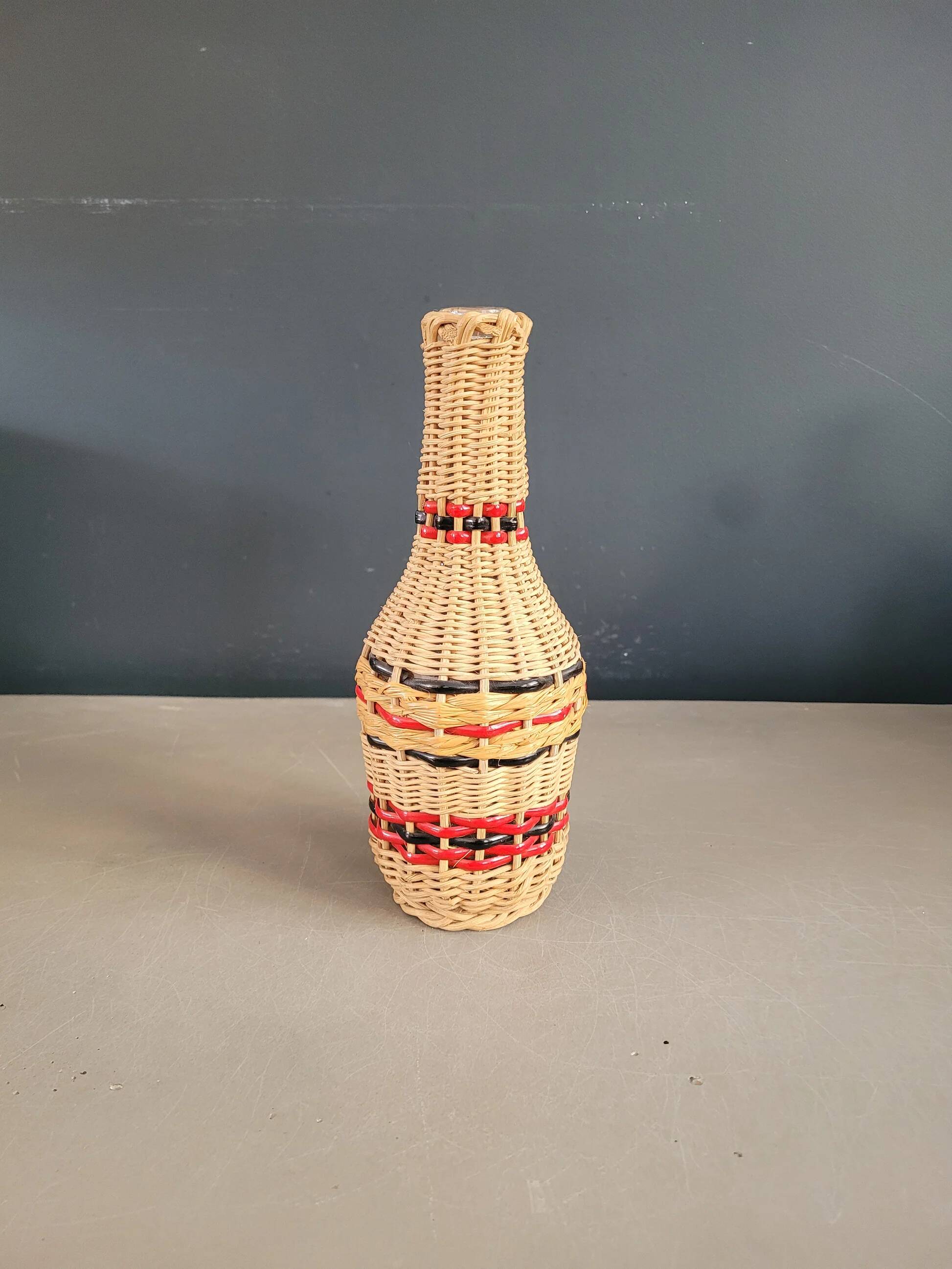 Vintage wicker carafe bottle