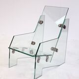 Rare design chair made entirely of tempered glass