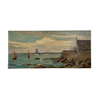 Tableau marine bord de mer Bretagne