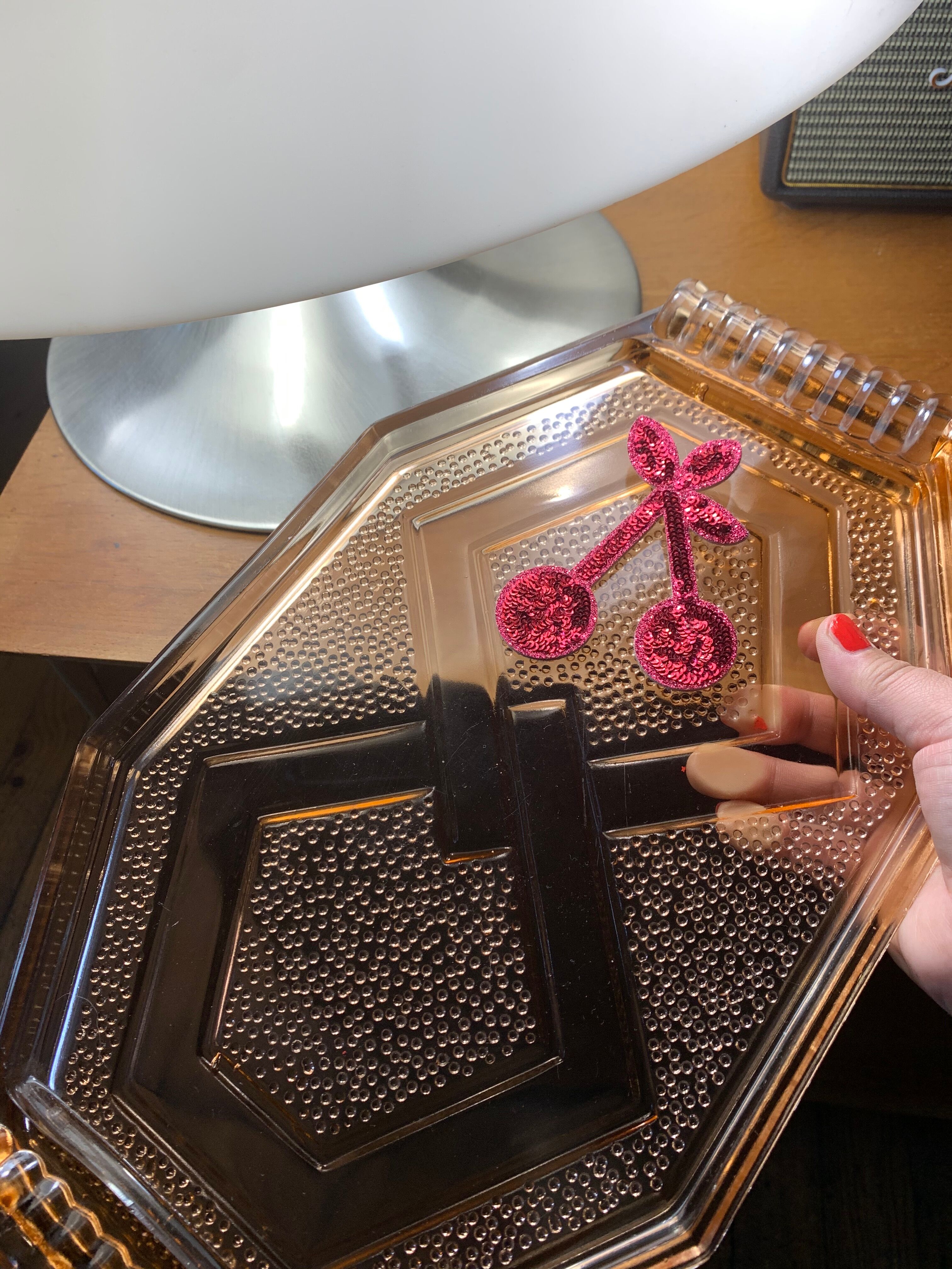 Plateau art déco rose