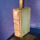 Vintage "Egyptomania" lamp in ceramic and patinated brass