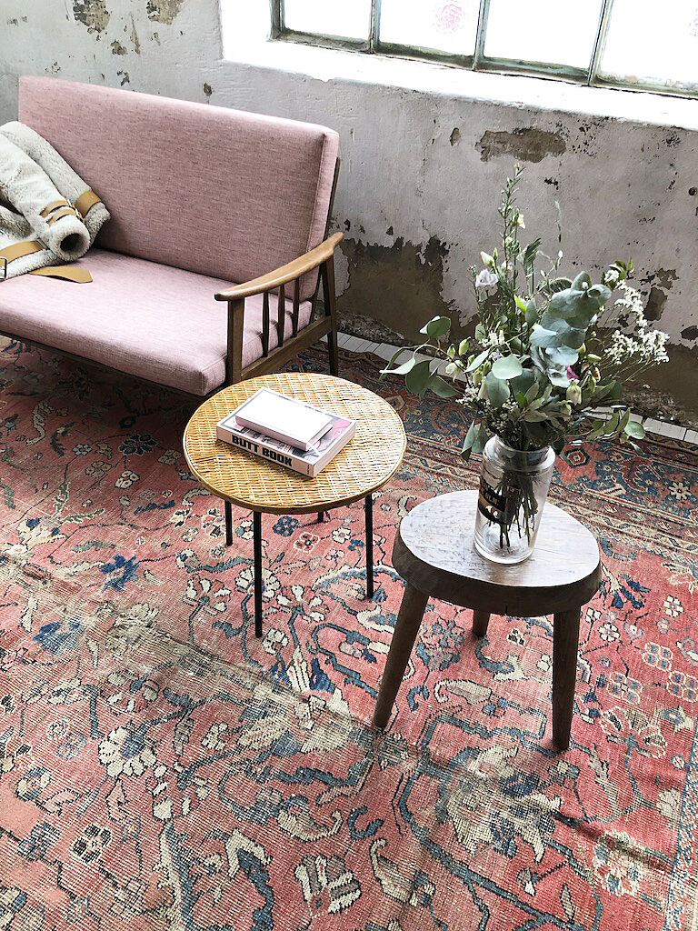Wicker and metal coffee table