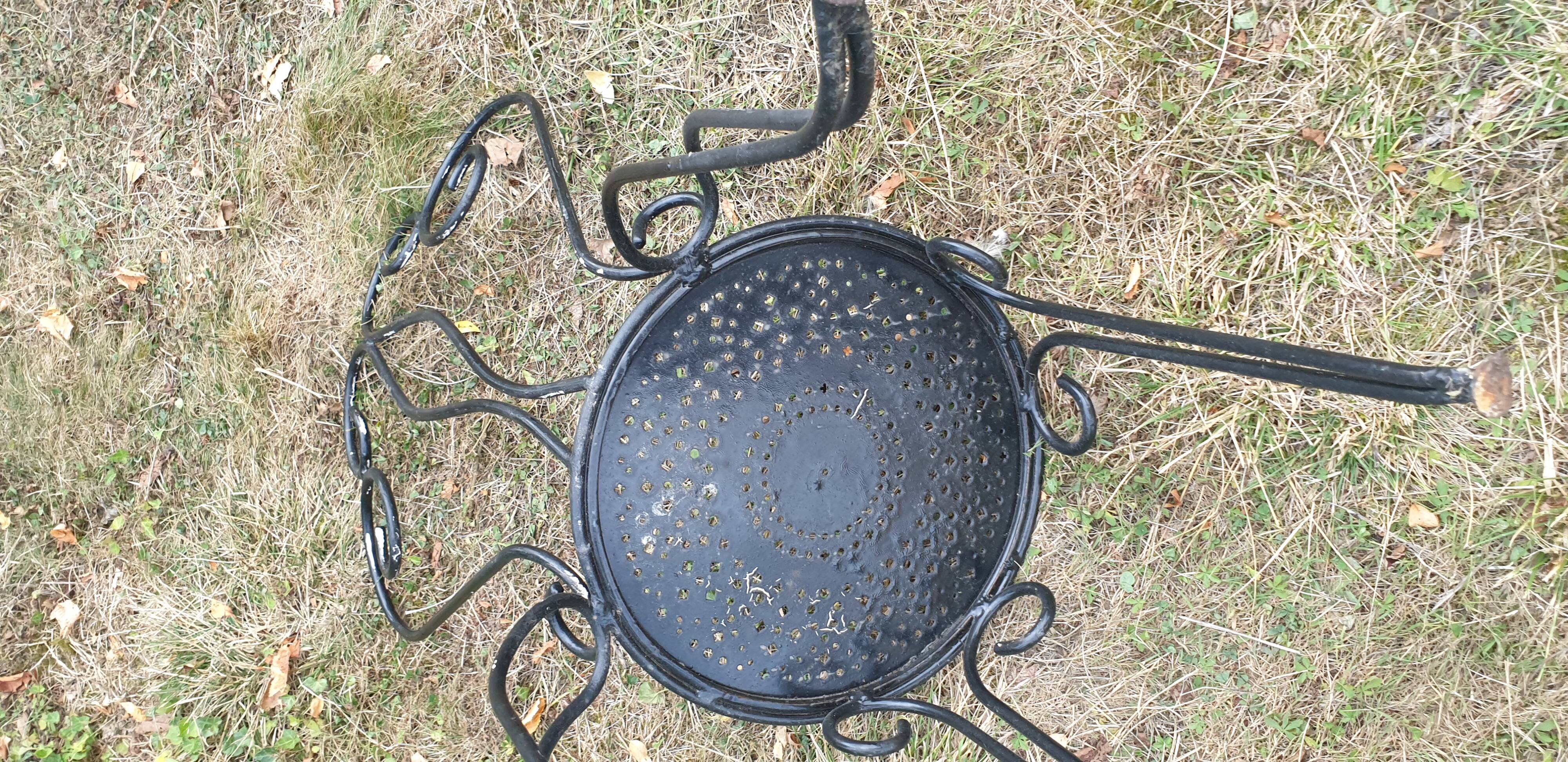 3 ornate wrought iron garden armchairs