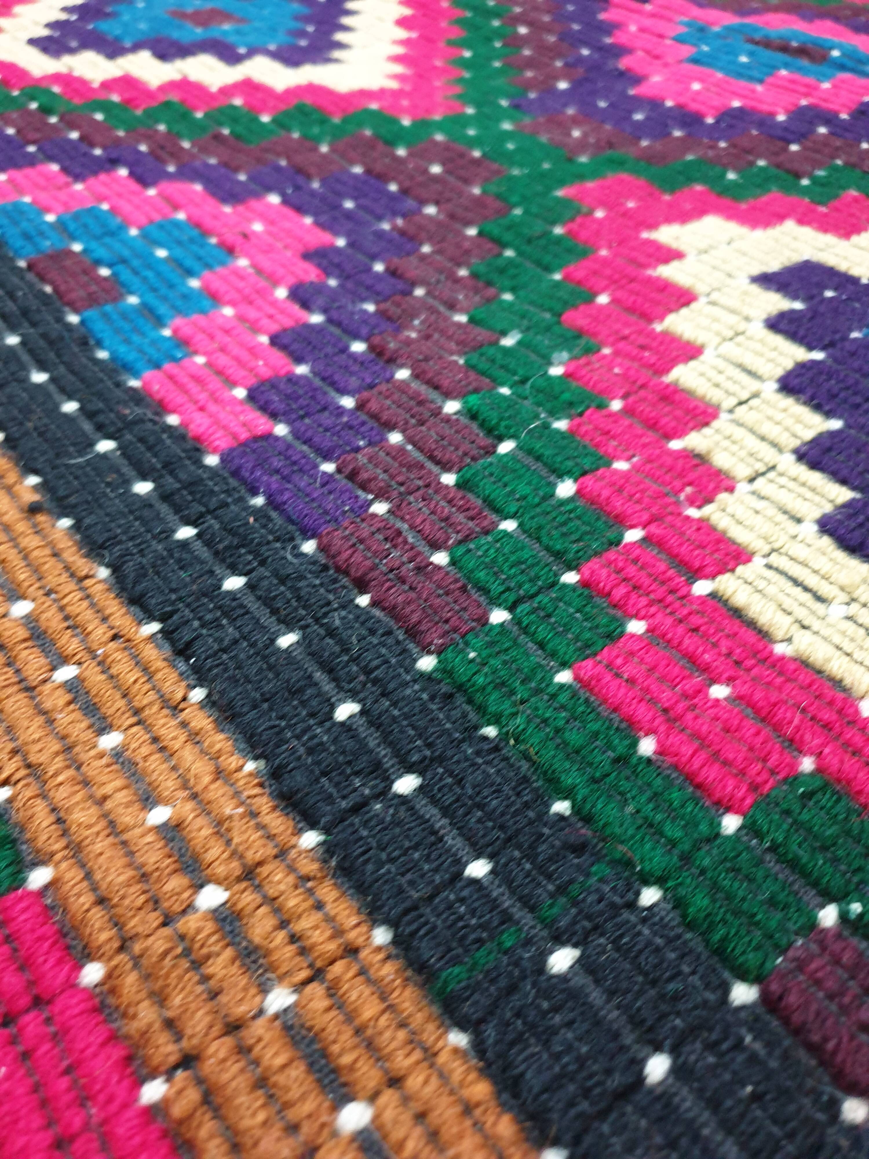 Handwoven vintage Romanian carpet 234x138cm