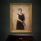 Large portrait of a woman, oil on canvas, signed A.RAMON, 1935, 111 x 152 cm, with frame